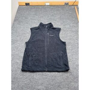 Columbia Mens XL Black Fleece Full Zip Vest Zippered Pockets Outdoor Layering